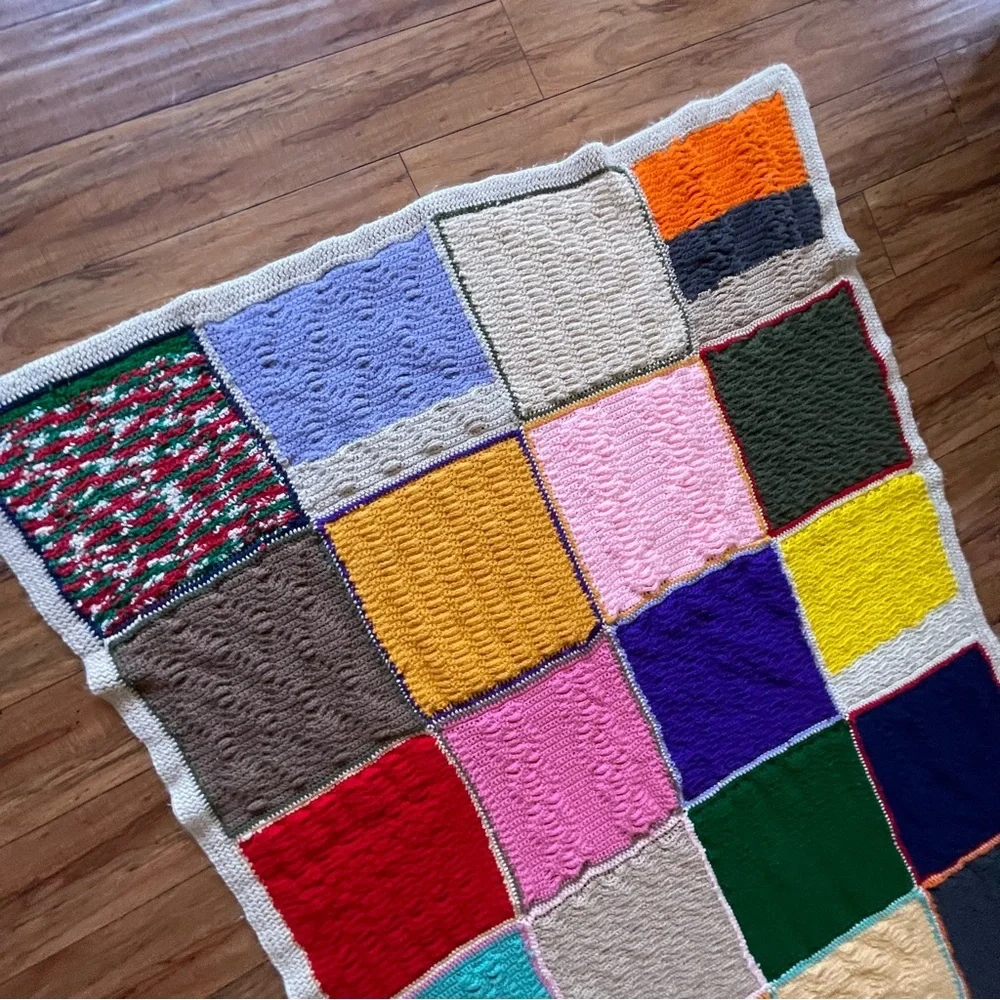Handmade Multicolor Patchwork Crochet Throw Blanket - Assorted Colors